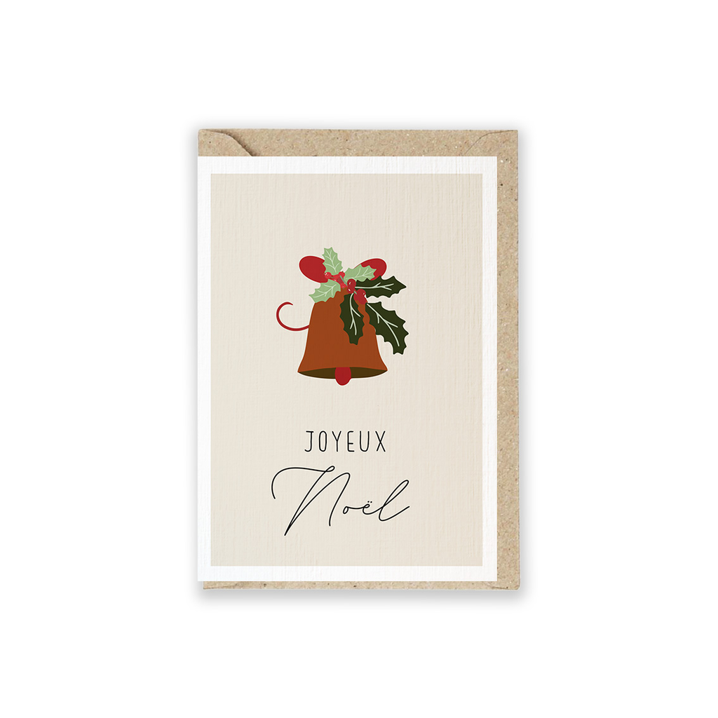Weihnachtskarte Glocke "Joyeux Noël" 5 Stück