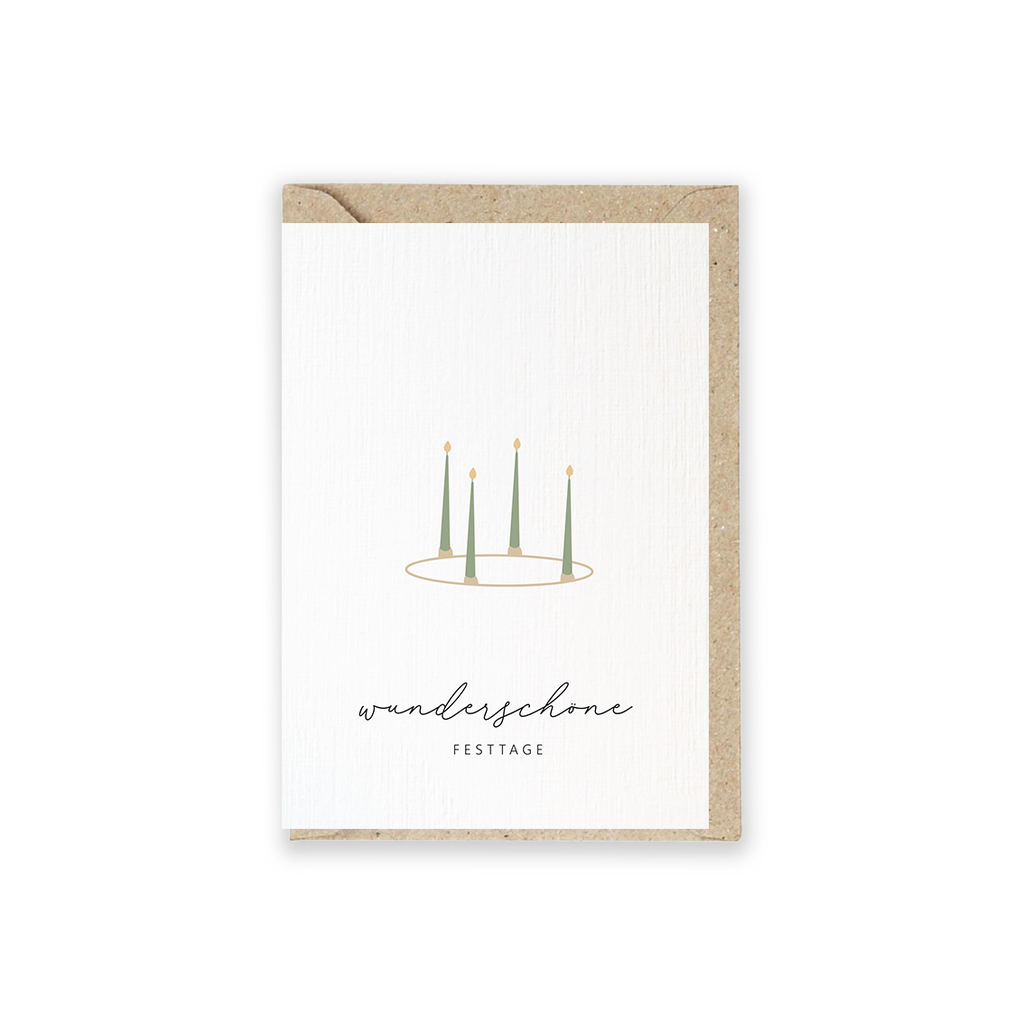 Weihnachtskarte Adventslichter "Wunderschöne Festtage" 5 Stück