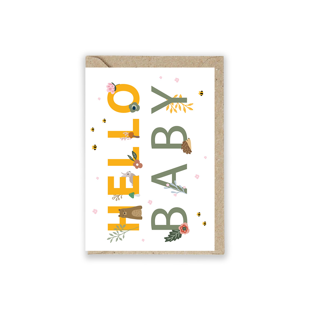 Grusskarte "Hello Baby" 5 Stück