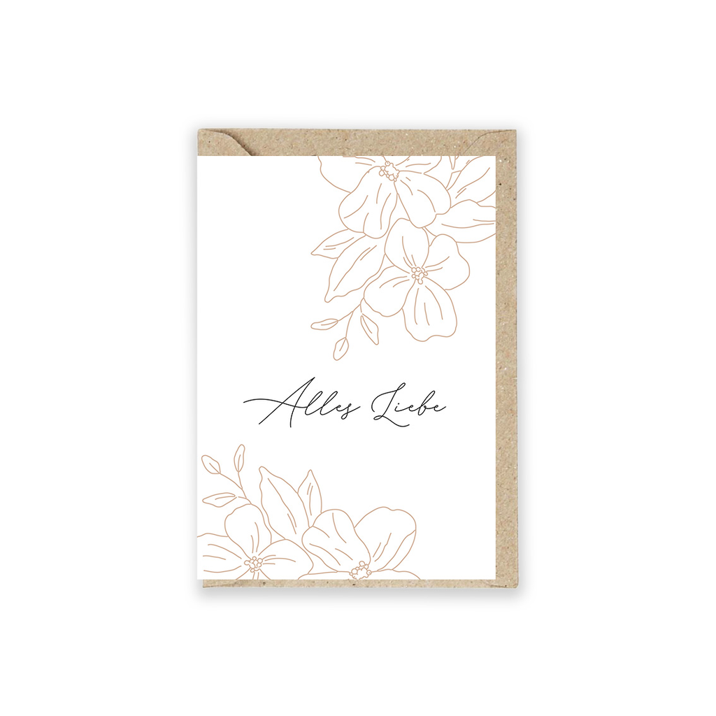 Grusskarte Floral "Alles Liebe" 5 Stück