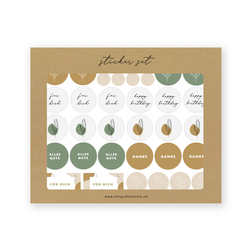 Sticker Set Erdtöne & Blüten 5 Stück