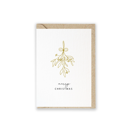 Weihnachtskarte Mistelzweig "Merry Christmas" 5 Stück