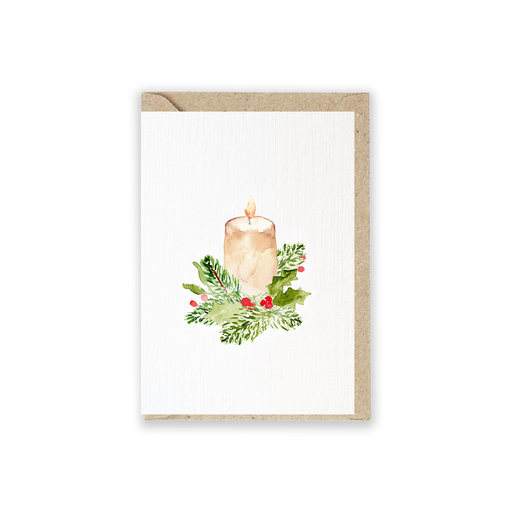 [GK 0.35-5] Weihnachtskarte Aquarell-Kerze 5 Stück