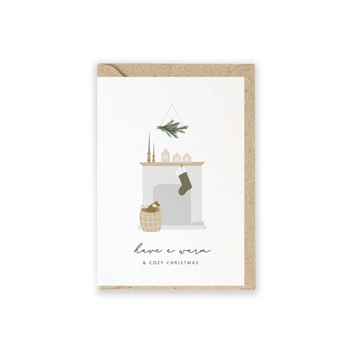 [GK 0.51-5] Weihnachtskarte Chimney "Have a warm & cozy Christmas" 5 Stück