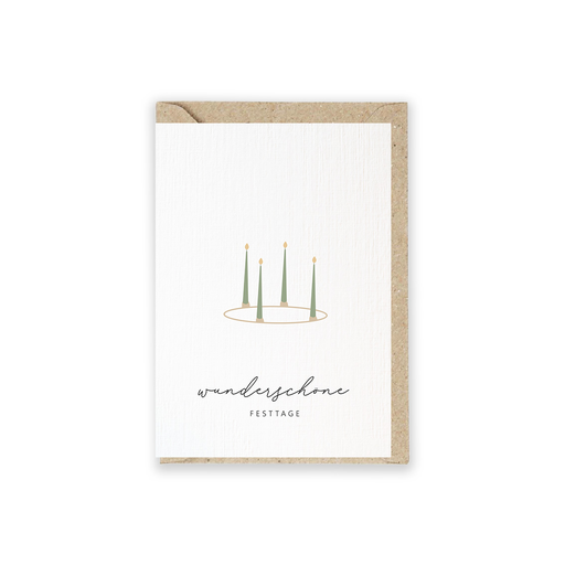 [GK 0.52-5] Weihnachtskarte Adventslichter "Wunderschöne Festtage" 5 Stück