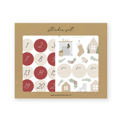 [SB 7.6-5] Adventszahlen-Beige-Burgundy 5 Stück